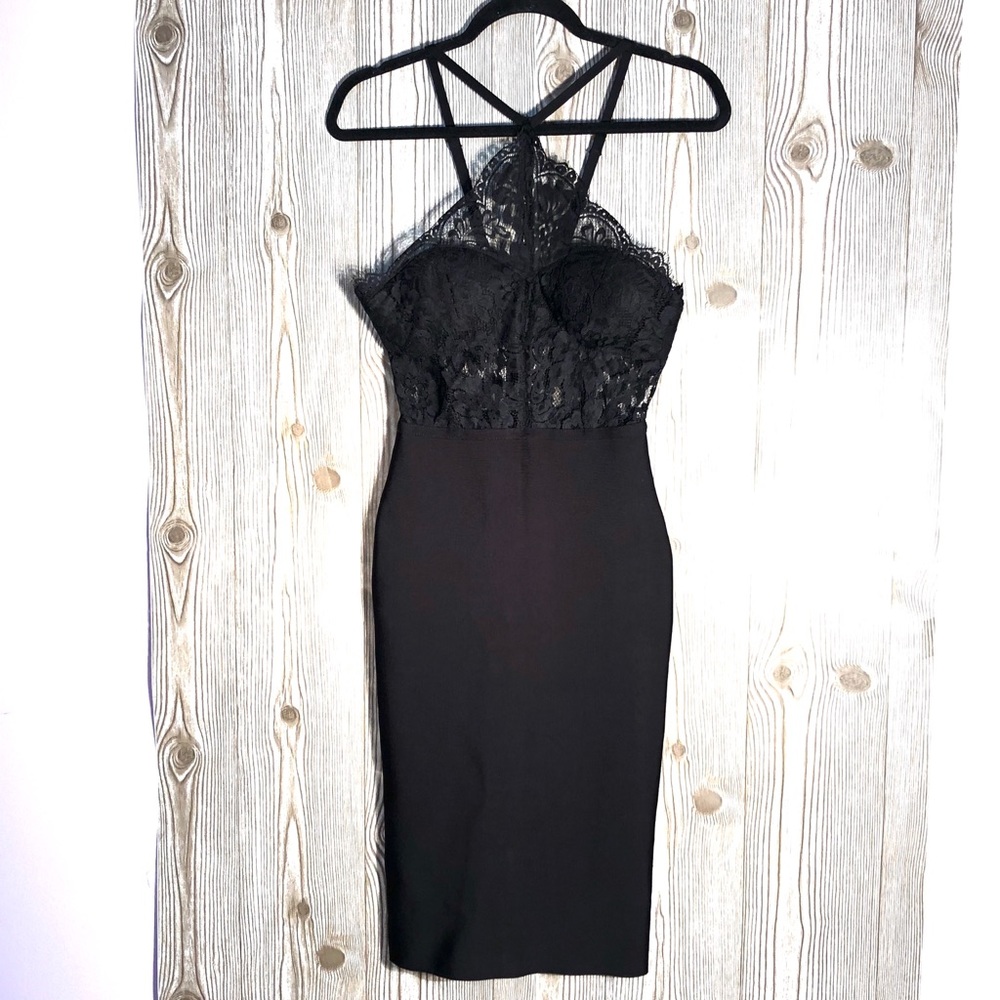 #73 Black Lace Bandage Dress Sz M - Picture 4 of 13
